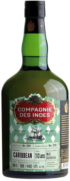 Compagnie des Indes Caribbean 10 (Multi Distilleries) 43% vol. 0,7l